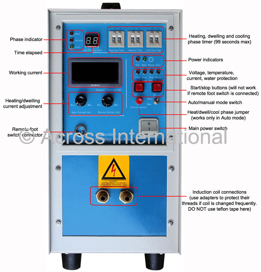 8KW Mid-Frequency Split Induction Heater w/ Timers 30-80KHz