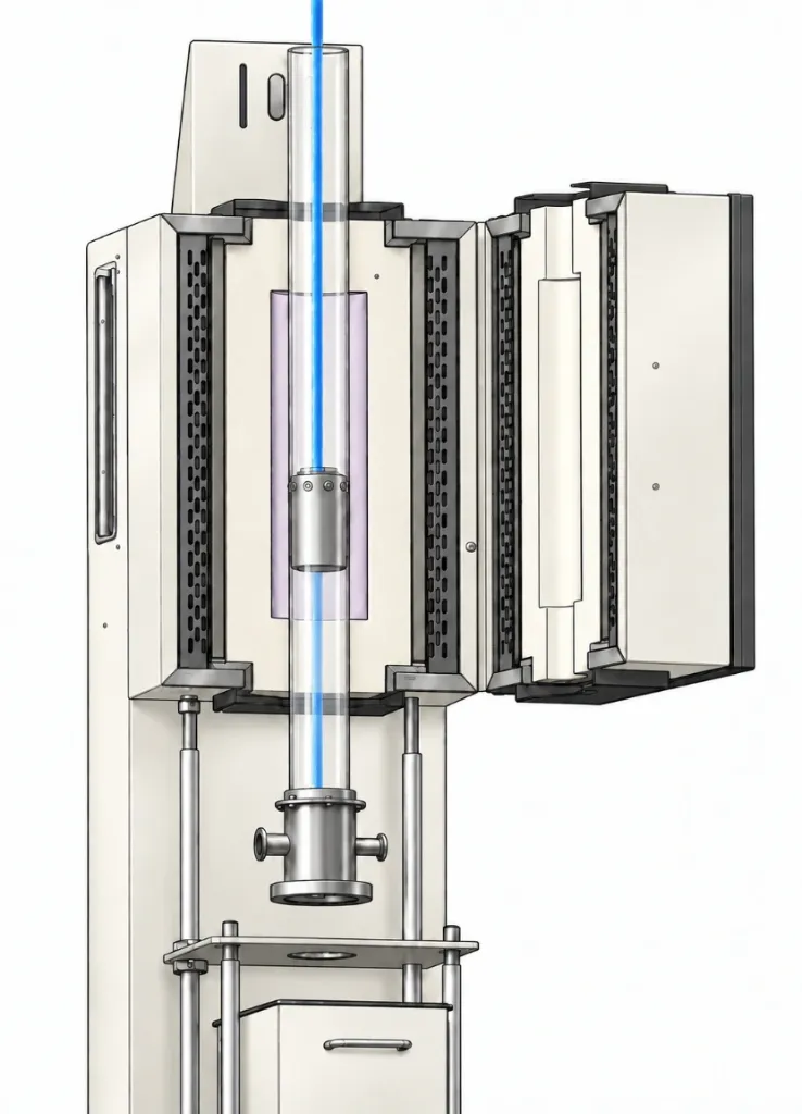 1-Zone 1200C Vertical Split Tube Furnace w/ Fluid Bed
