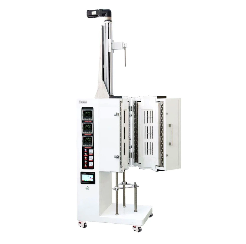 [CGF1200] Bridgman Crystal Growth Furnace 1200C 3-Zone with Kanthal Heating Elements & Swing-Open Chamber 60-100mm