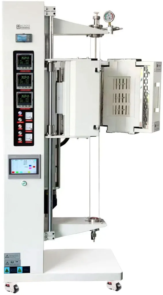[CGF1200.3Z] Bridgman Crystal Growth Tube Furnace 1200C 60-100mm OD 3-Zone with Kanthal Heating Elements & Swing-Open Chamber