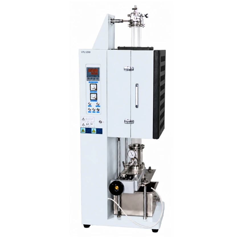 [VTF1200.FB 60x1000] 1-Zone 1200C Vertical Split Quenching Tube Furnace w/ Fluid Bed (OD 60mm Length 1000mm open both ends)
