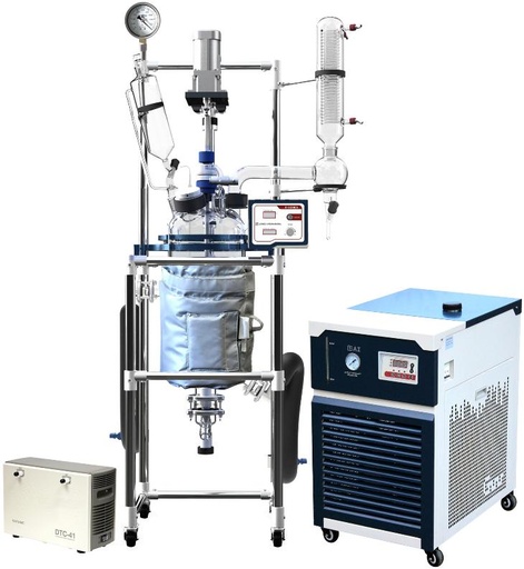 [R10-C30-DTC41] Ai 10L Single or Dual Jacketed Glass Reactor w/ Chiller & Pump