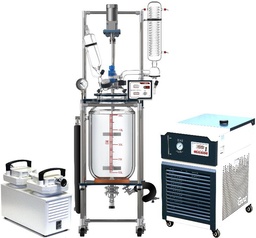 [SKU# R50-C30-UDP6] Ai 50L Single or Dual Jacketed Glass Reactor w/ Chiller &amp; Pump